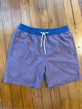 Fair Harbor Purple Swim Trunks with Blue Waistband and White Drawstring